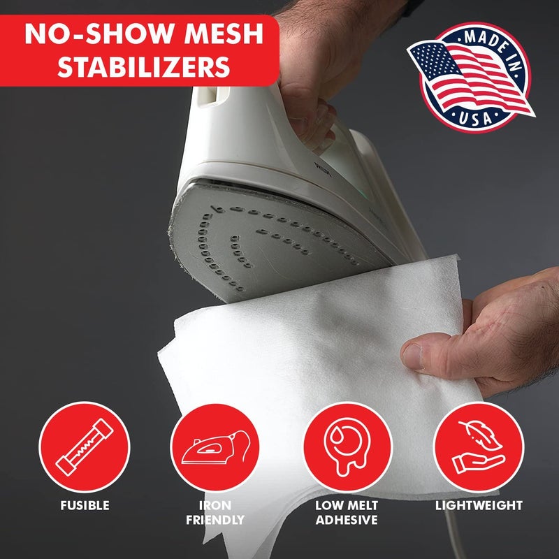 Superpunch Fusible Iron On No Show Mesh Embroidery Stabilizer, 1.5 Oz Lightweight Fuse Embroidery Backing Stabilizer-12 Inch x 25 Yard, SuperStable White Stabilizer for Embroidery Machine, Made In USA - Image 3